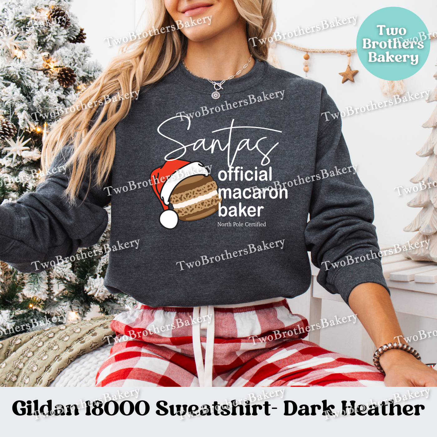 Santas Official Macaron Baker Sweatshirt, Christmas Baking Crewneck, Holiday Macaron Lover Gift, Matching Family Tops, Mom and Me Baking