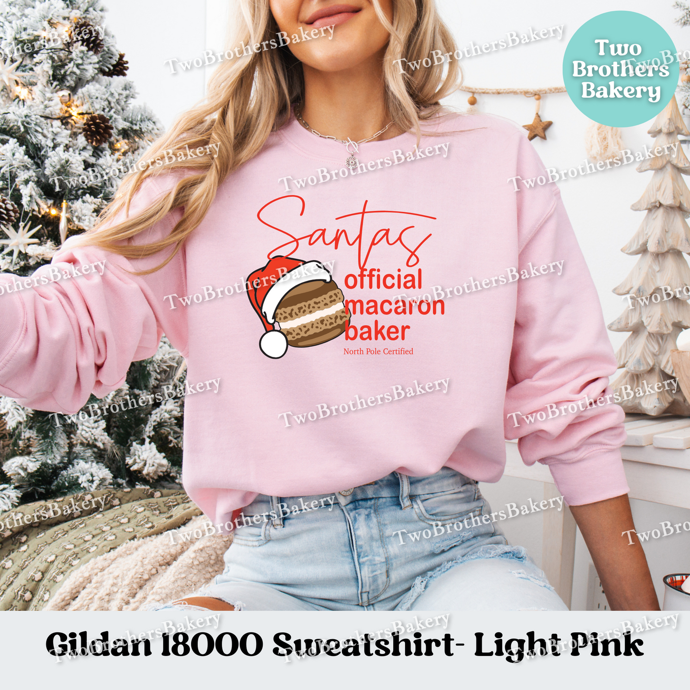 Santas Official Macaron Baker Sweatshirt, Christmas Baking Crewneck, Holiday Macaron Lover Gift, Matching Family Tops, Mom and Me Baking