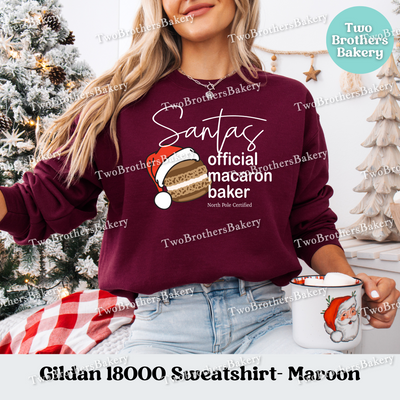 Santas Official Macaron Baker Sweatshirt, Christmas Baking Crewneck, Holiday Macaron Lover Gift, Matching Family Tops, Mom and Me Baking