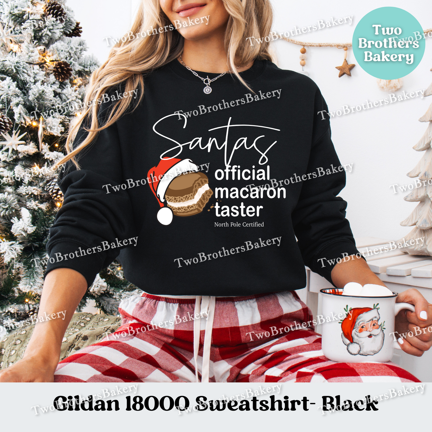 Santas Official Macaron Taster Sweatshirt, Christmas Baking Crewneck, Holiday Macaron Lover Gift, Matching Family Tops, Mom and Me Baking