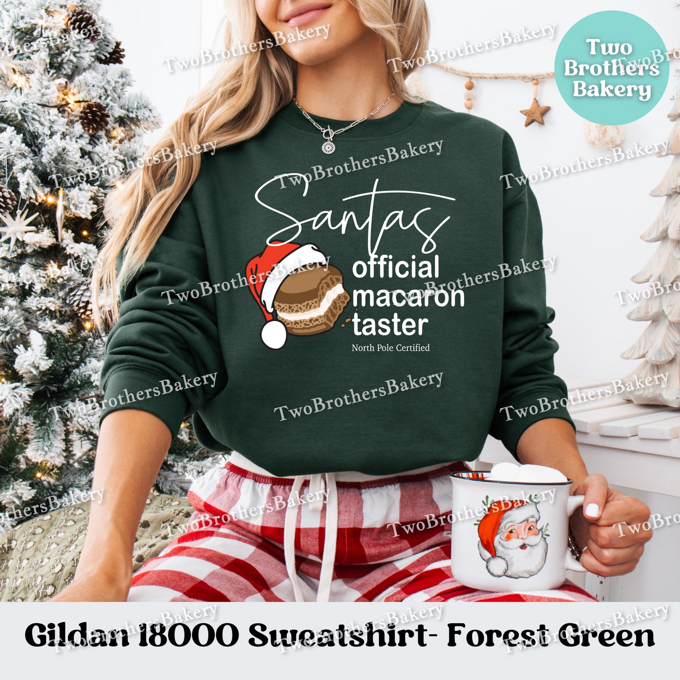 Santas Official Macaron Taster Sweatshirt, Christmas Baking Crewneck, Holiday Macaron Lover Gift, Matching Family Tops, Mom and Me Baking