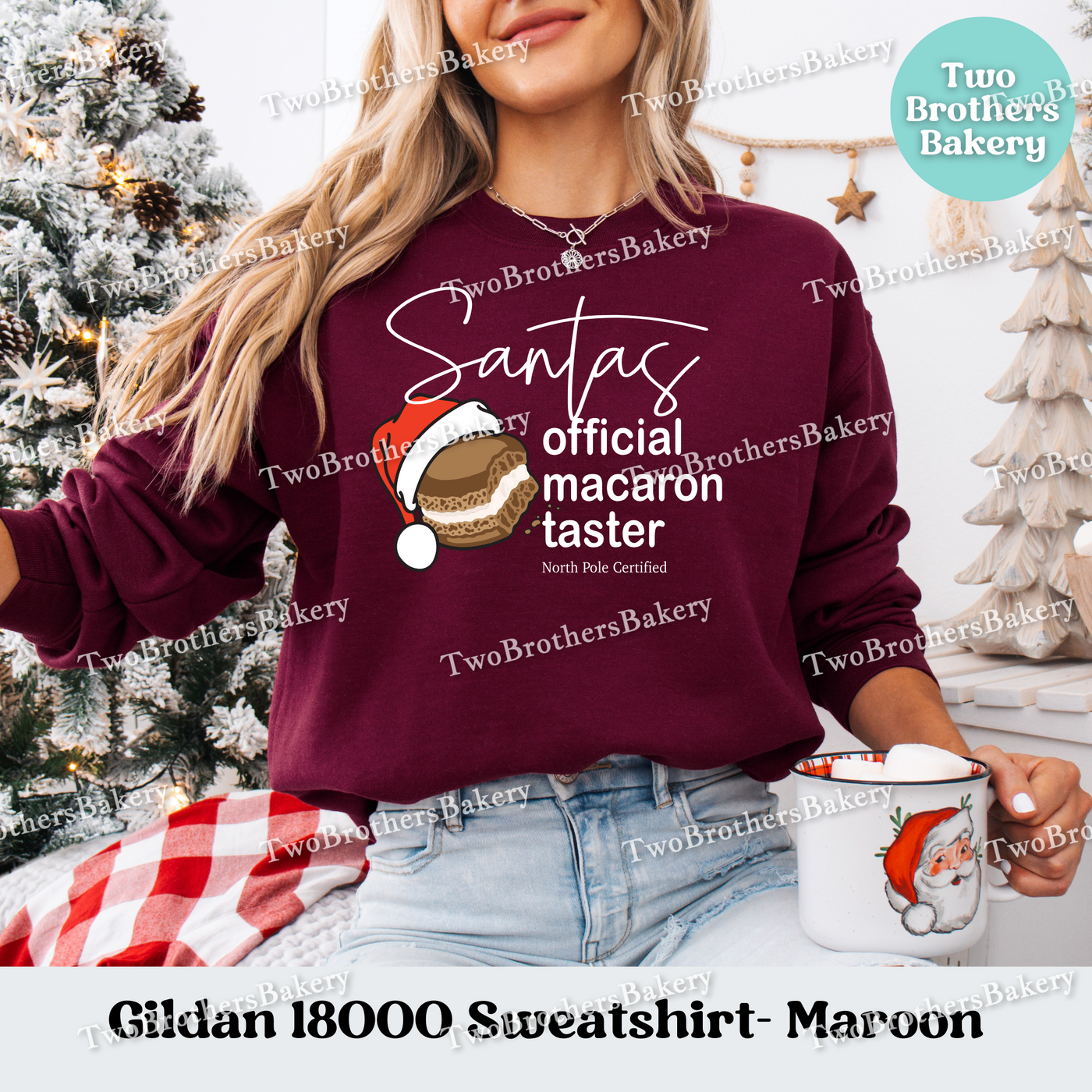 Santas Official Macaron Taster Sweatshirt, Christmas Baking Crewneck, Holiday Macaron Lover Gift, Matching Family Tops, Mom and Me Baking