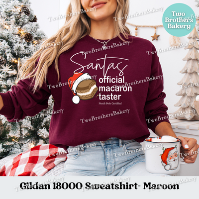 Santas Official Macaron Taster Sweatshirt, Christmas Baking Crewneck, Holiday Macaron Lover Gift, Matching Family Tops, Mom and Me Baking