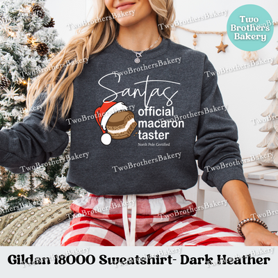 Santas Official Macaron Taster Sweatshirt, Christmas Baking Crewneck, Holiday Macaron Lover Gift, Matching Family Tops, Mom and Me Baking
