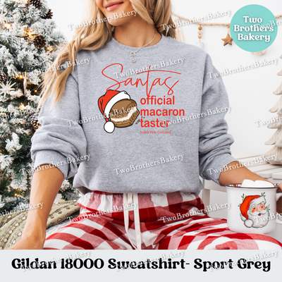 Santas Official Macaron Taster Sweatshirt, Christmas Baking Crewneck, Holiday Macaron Lover Gift, Matching Family Tops, Mom and Me Baking