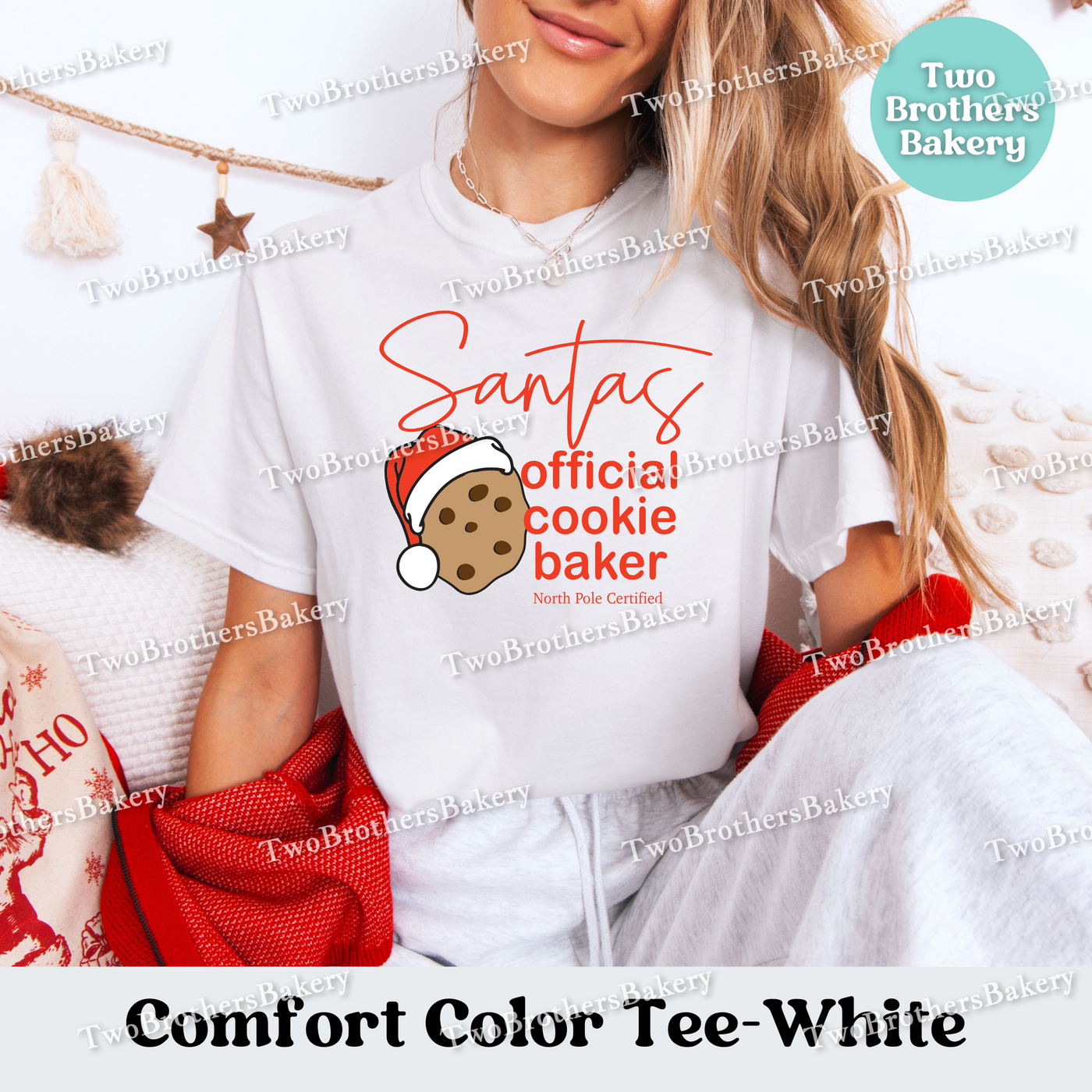 Santas Cookie Shirt, Christmas Baking Tee, Matching Family Tops, Christmas Cookies, Mom and Me Baking, Couple Baking Tshirt, North Pole