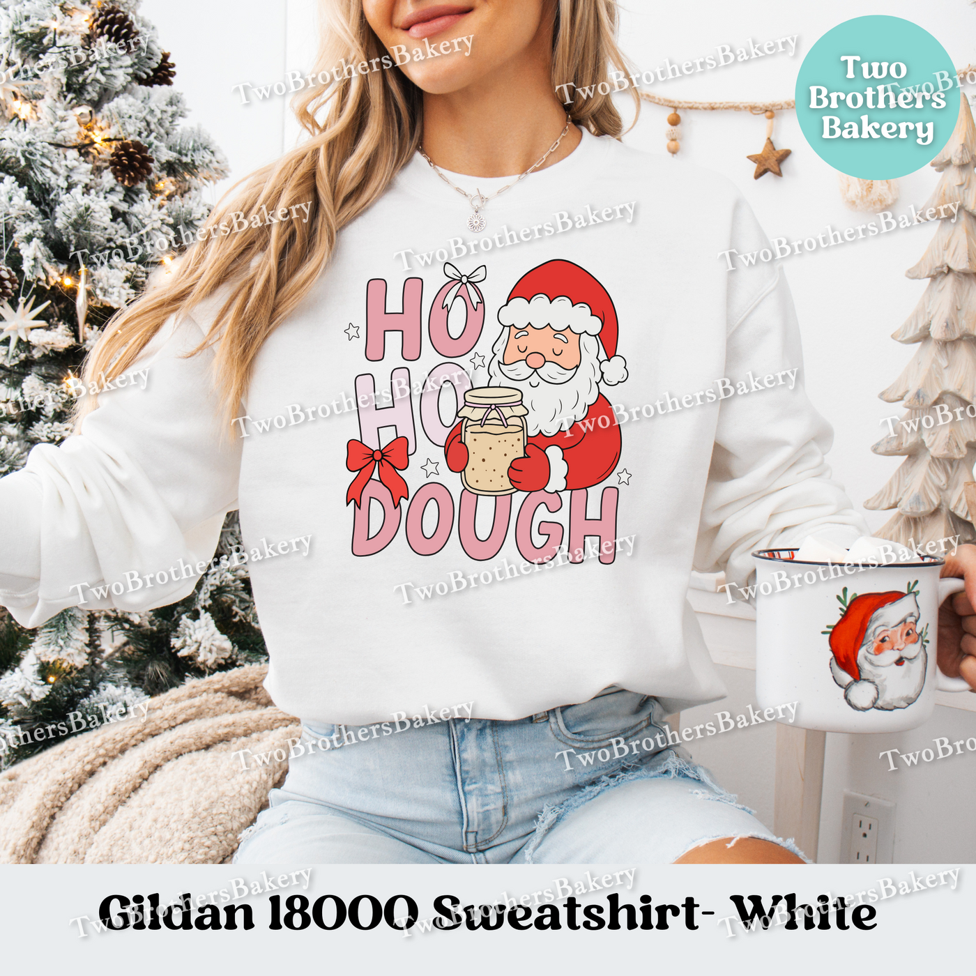 Ho Ho Dough Sweatshirt, Sourdough Christmas Hoodie, Holiday Bread Baker Gift, Festive Baking Top, Christmas Sourdough, Sourdough Santa