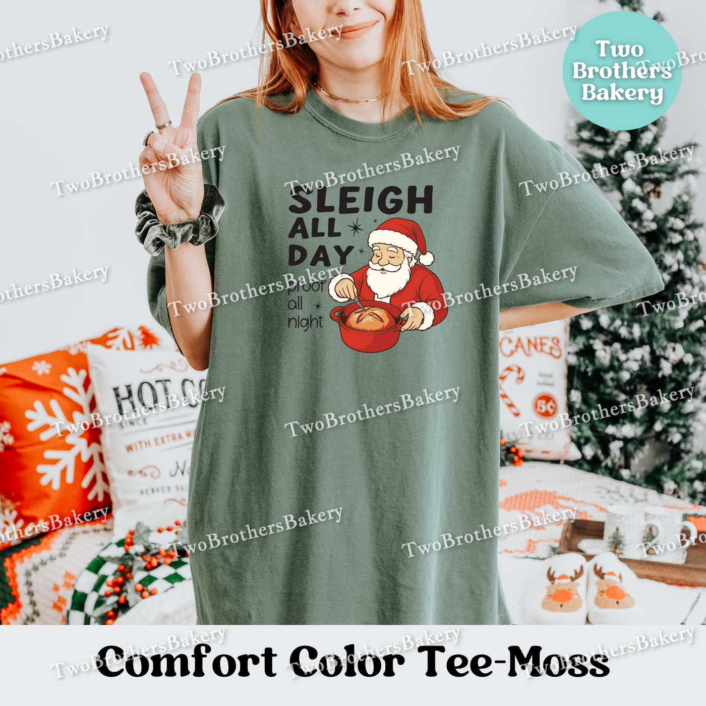 Sleigh All Day Bread Shirt, Sourdough Baking Tee, Holiday Bread Baker Gift, Sleigh All Day Proof All Night, Sourdough Santa, Christmas Santa