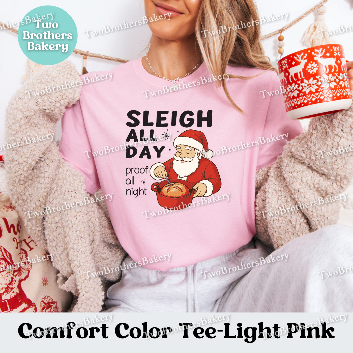 Sleigh All Day Bread Shirt, Sourdough Baking Tee, Holiday Bread Baker Gift, Sleigh All Day Proof All Night, Sourdough Santa, Christmas Santa