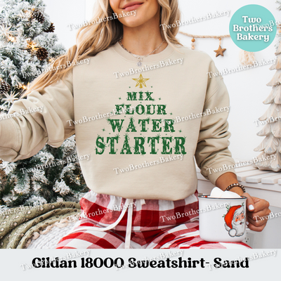 Mix Flour Water Starter Sweatshirt, Christmas Sourdough Baker Crewneck, Holiday Bread Baking Gift, Festive Santa Bakery Pullover