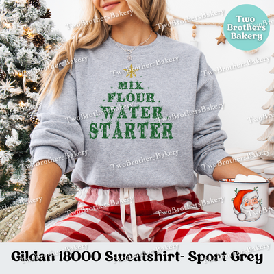 Mix Flour Water Starter Sweatshirt, Christmas Sourdough Baker Crewneck, Holiday Bread Baking Gift, Festive Santa Bakery Pullover