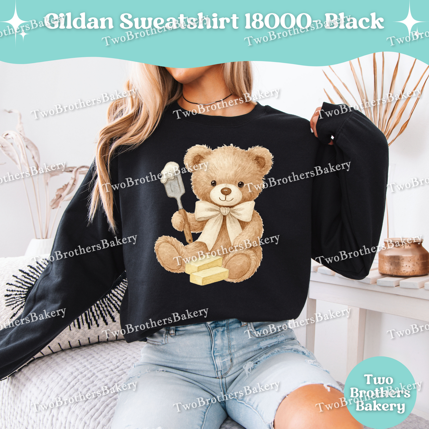 Teddy Bear Baker Sweatshirt, Baking Sweatshirt, Cute Gift for Bakers