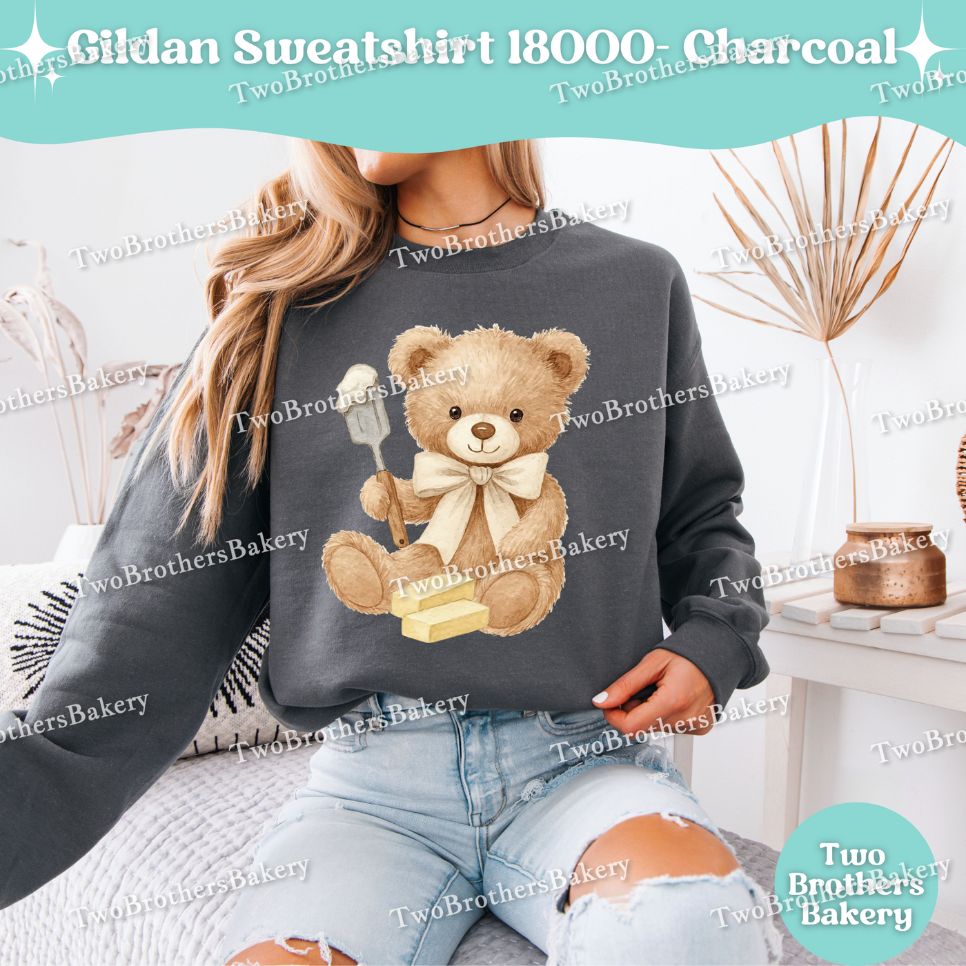 Teddy Bear Baker Sweatshirt, Baking Sweatshirt, Cute Gift for Bakers