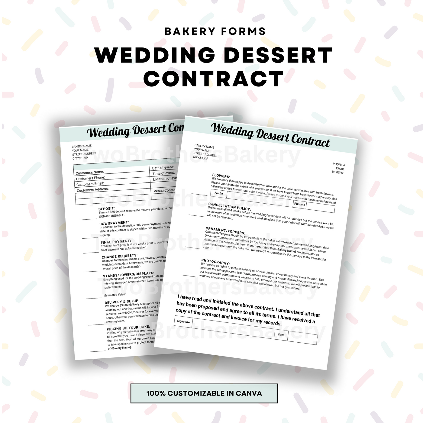 Wedding Dessert Contract