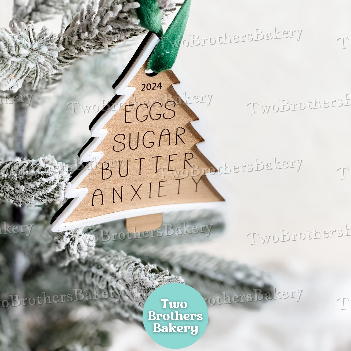 Eggs Sugar Butter Anxiety Christmas Tree Ornament, 2025 Christmas Ornament for Bakers