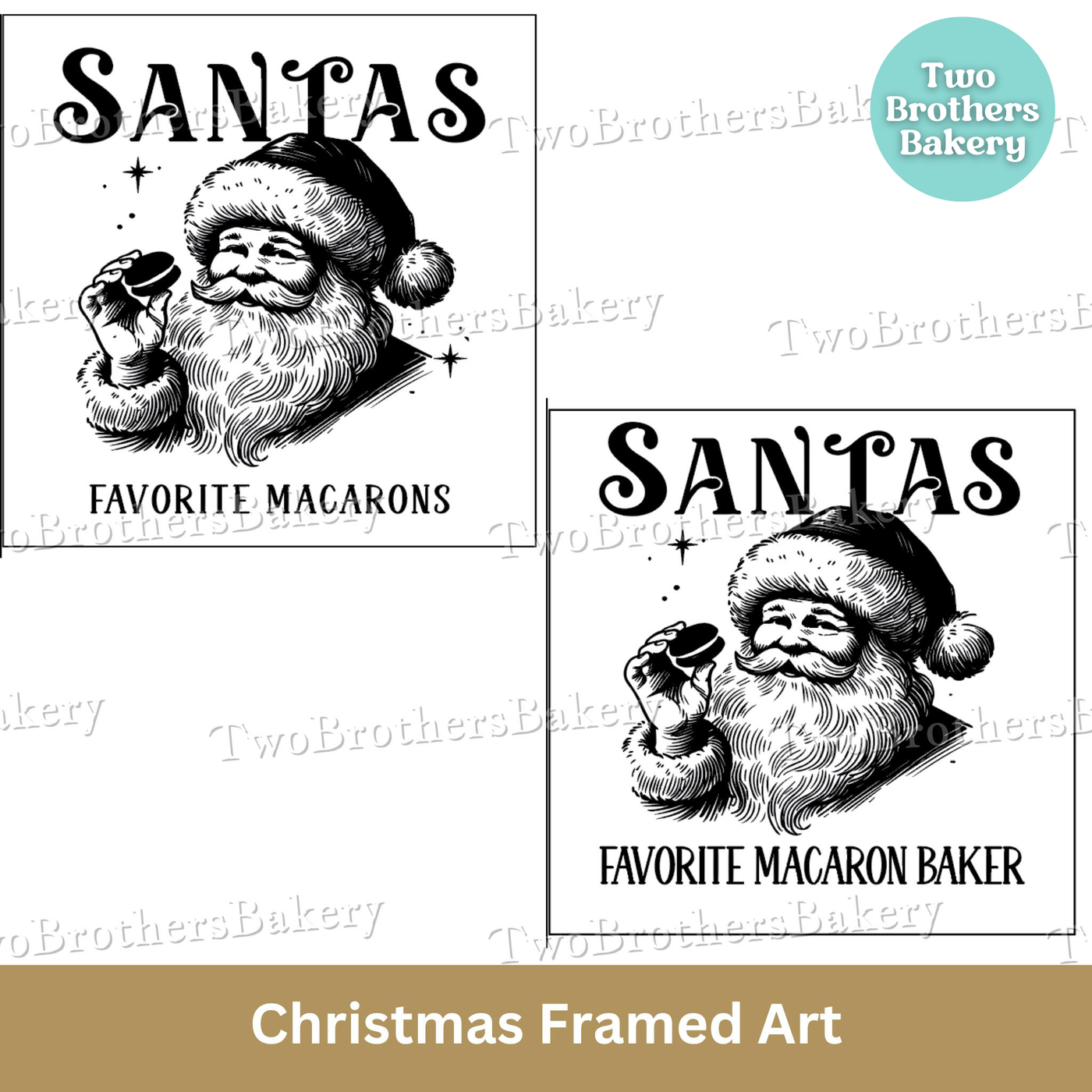 Santas Favorite Macarons, Santas Favorite Macaron Baker, Framed Artwork, Christmas Baking Decor
