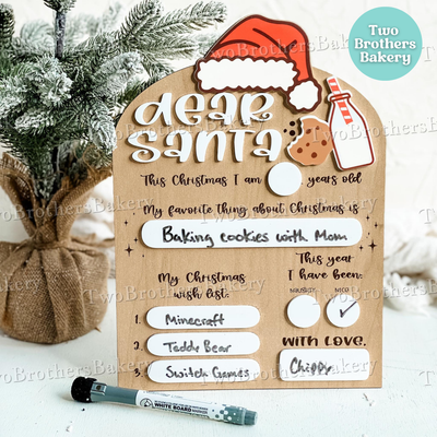 Dear Santa sign, Christmas Wish, Naughty or Nice, Milk and Cookies, Santas Cookies, Santa Gift, Christmas Traditions, Christmas Dry Erase