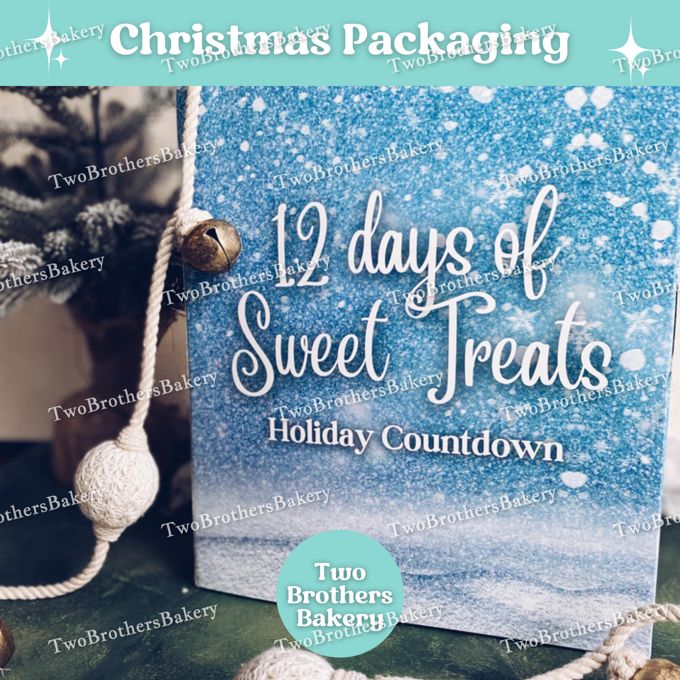 12 Days of Sweet Treats Advent Calendar Box, Empty Christmas Countdown Packaging for Bakers, Fill with Cookies, Macarons, or Gifts, DIY Holiday Box with 12 Compartments, Flat Pack Assembly