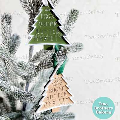 Eggs Sugar Butter Anxiety Christmas Tree Ornament, 2025 Christmas Ornament for Bakers