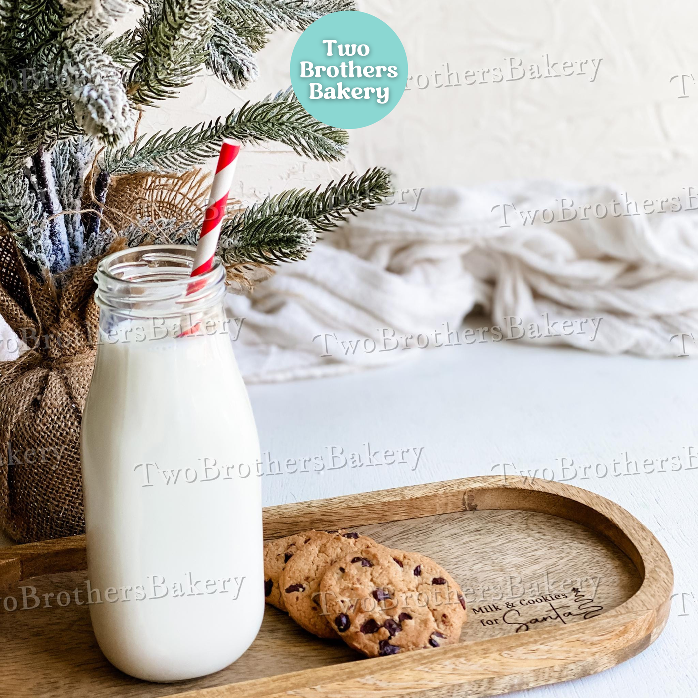 Milk & Cookies Tray for Santa, Christmas Traditions, Gift for Bakers, Holiday Magic