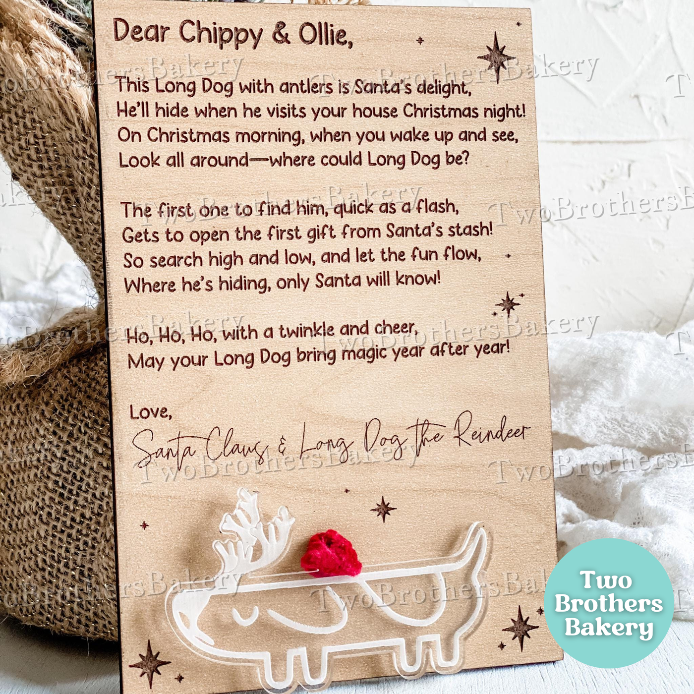 Long Dog Christmas Tradition - Long Dog Ornament & Hide and Seek Game, Personalized Family Keepsake, Kids Holiday Ornament, Family Keepsake