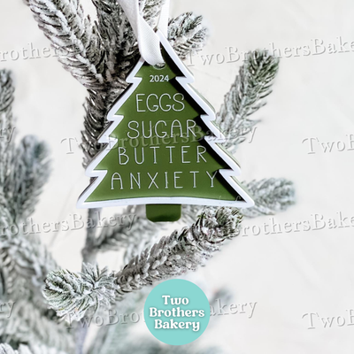 Eggs Sugar Butter Anxiety Christmas Tree Ornament, 2025 Christmas Ornament for Bakers