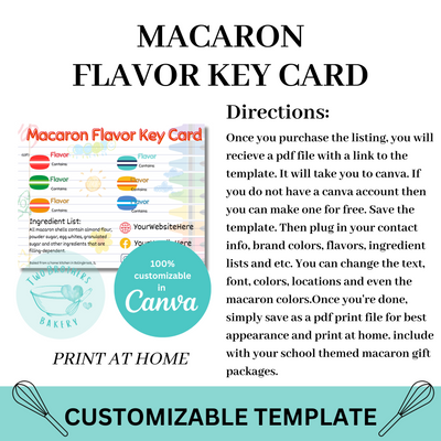 Macaron Flavor Key Card- Crayon Doodles