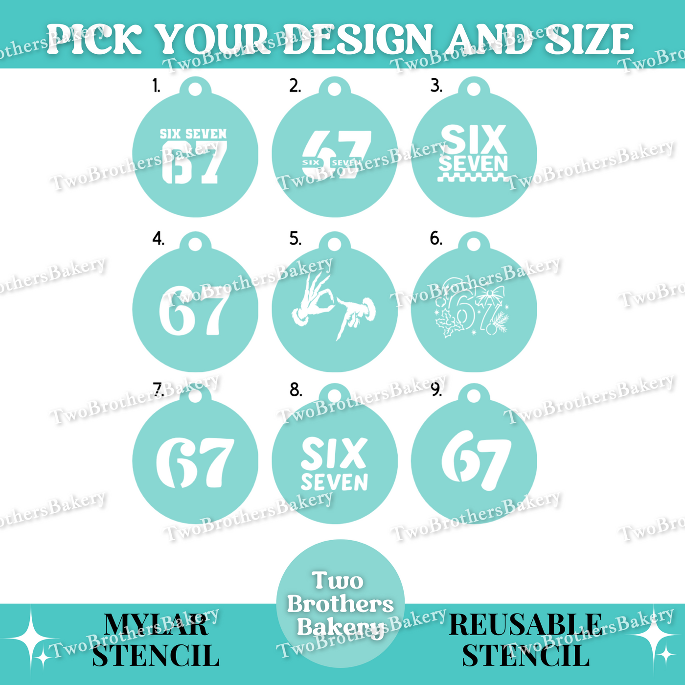 Six Seven Themed Stencils, Christmas 6-7 Stencils