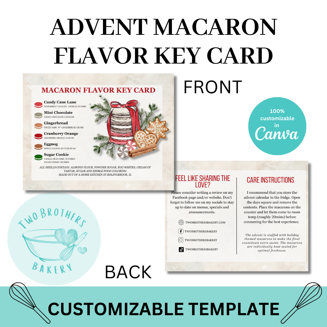 Christmas Macaron Flavor Key Card