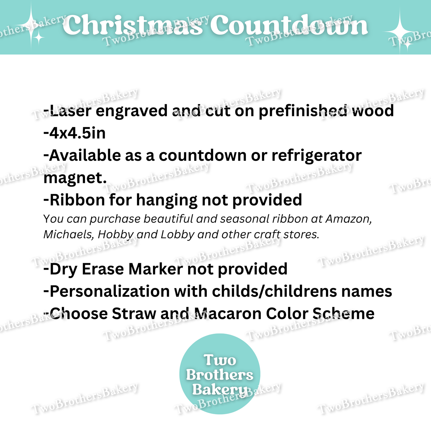 Personalized Christmas Countdown Sign, Laser Engraved Macaron & Milk Bottle Design, Custom Name Holiday Countdown, Choose Red, Green, or Blue Theme, Hangable or Magnet Option, Dry Erase Reusable Countdown for Macaron Bakers & Families