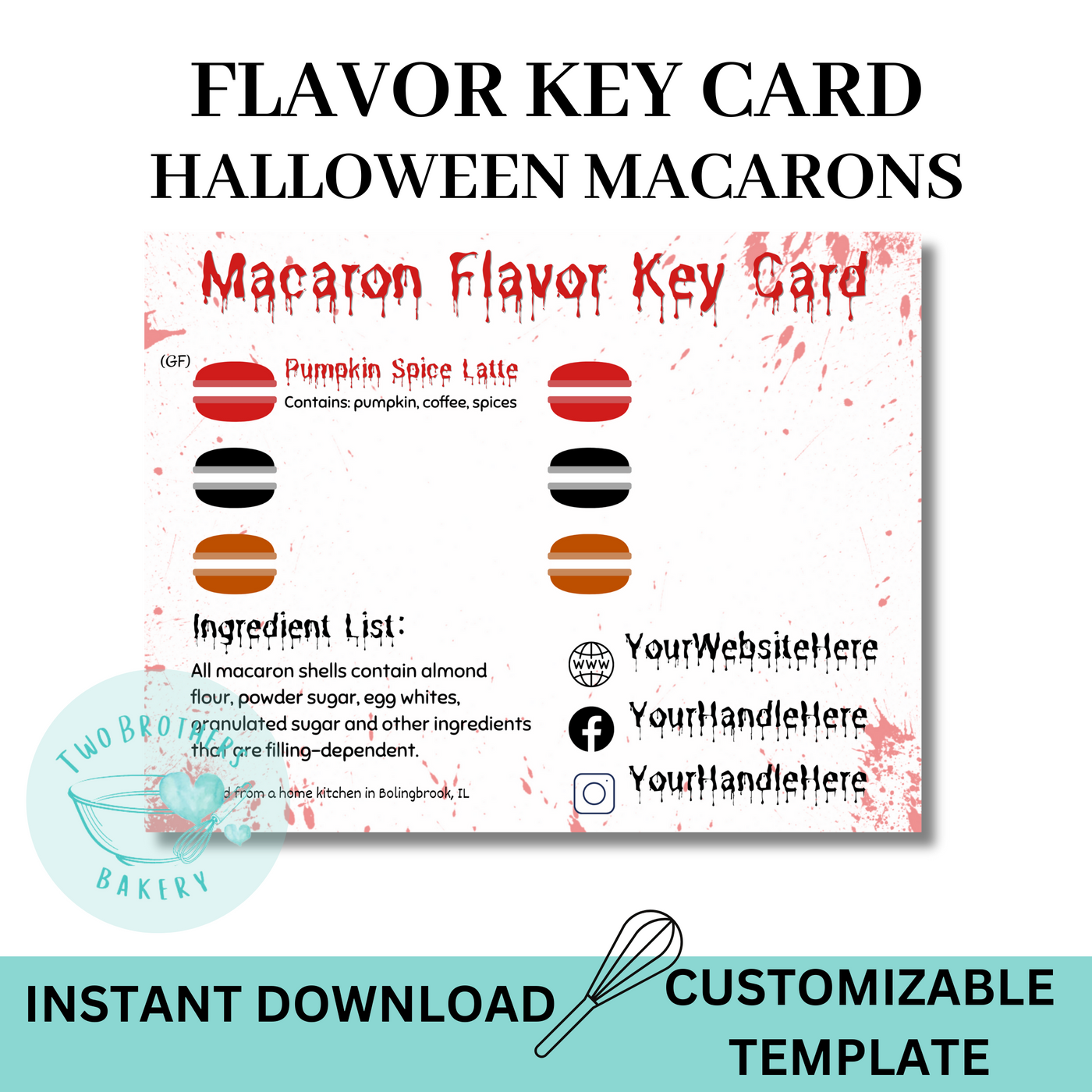 Macaron Flavor Key Card- Blood Splatter