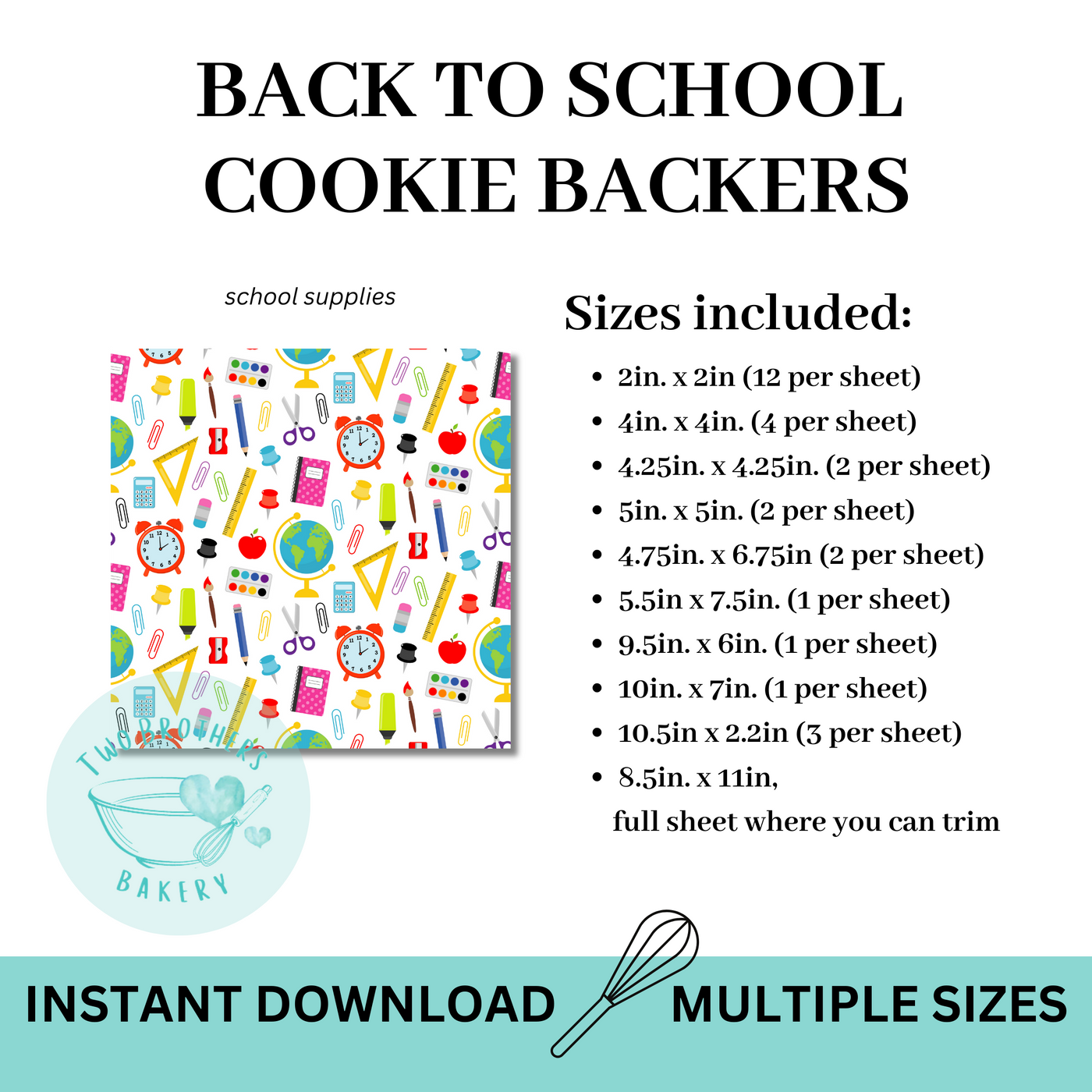 School Pattern Cookie Backers