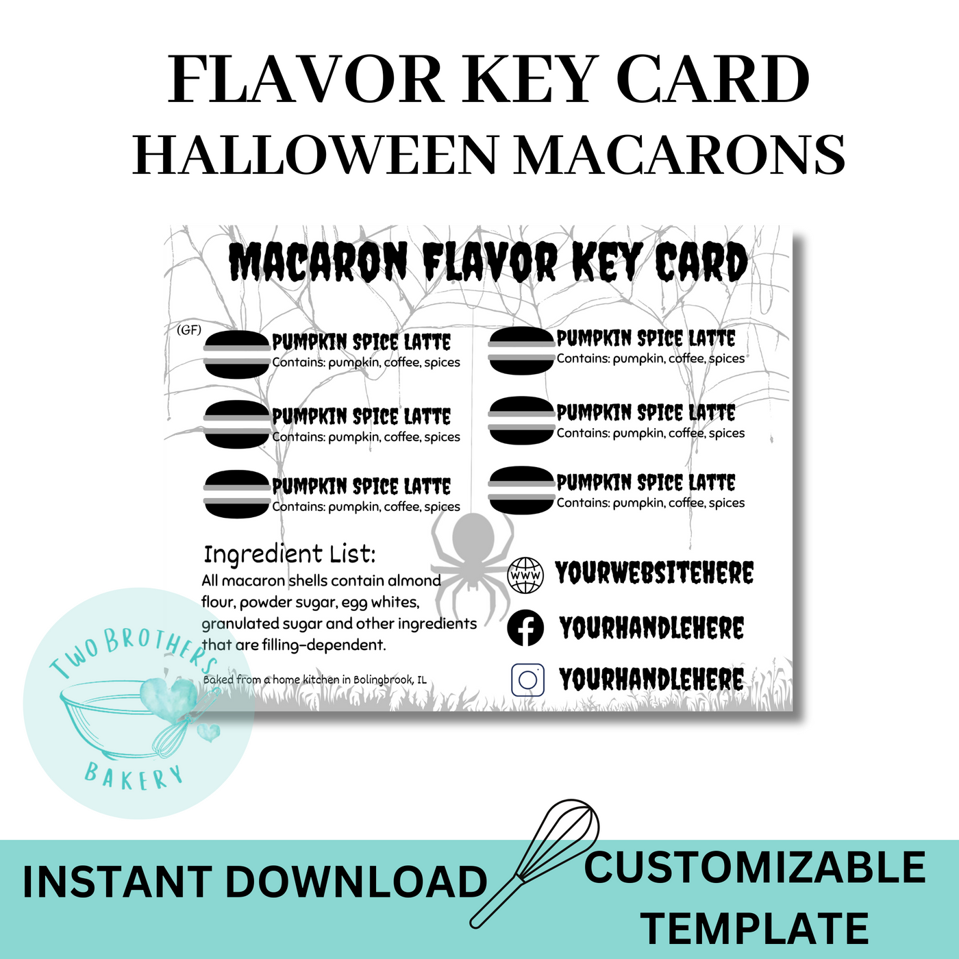 Macaron Flavor Key Card- Spiders