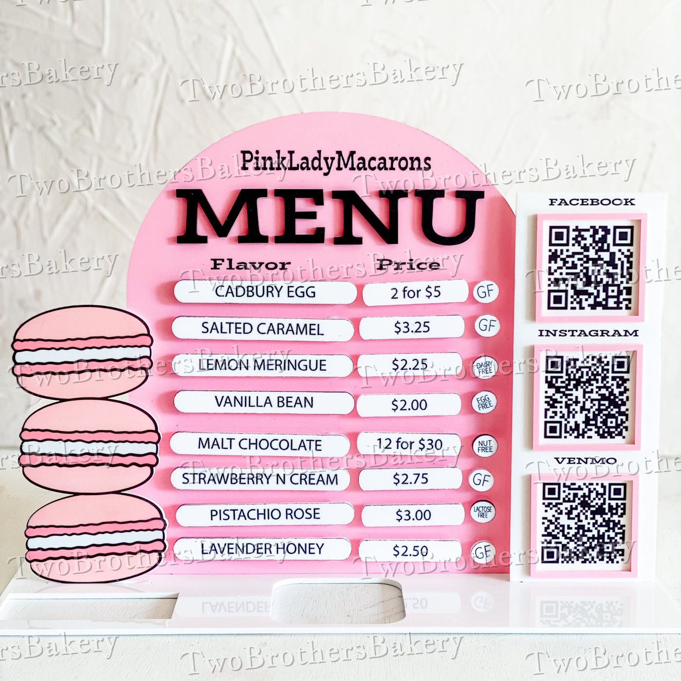 Macarons/ Interchangeable Menu/ QR Codes Sign