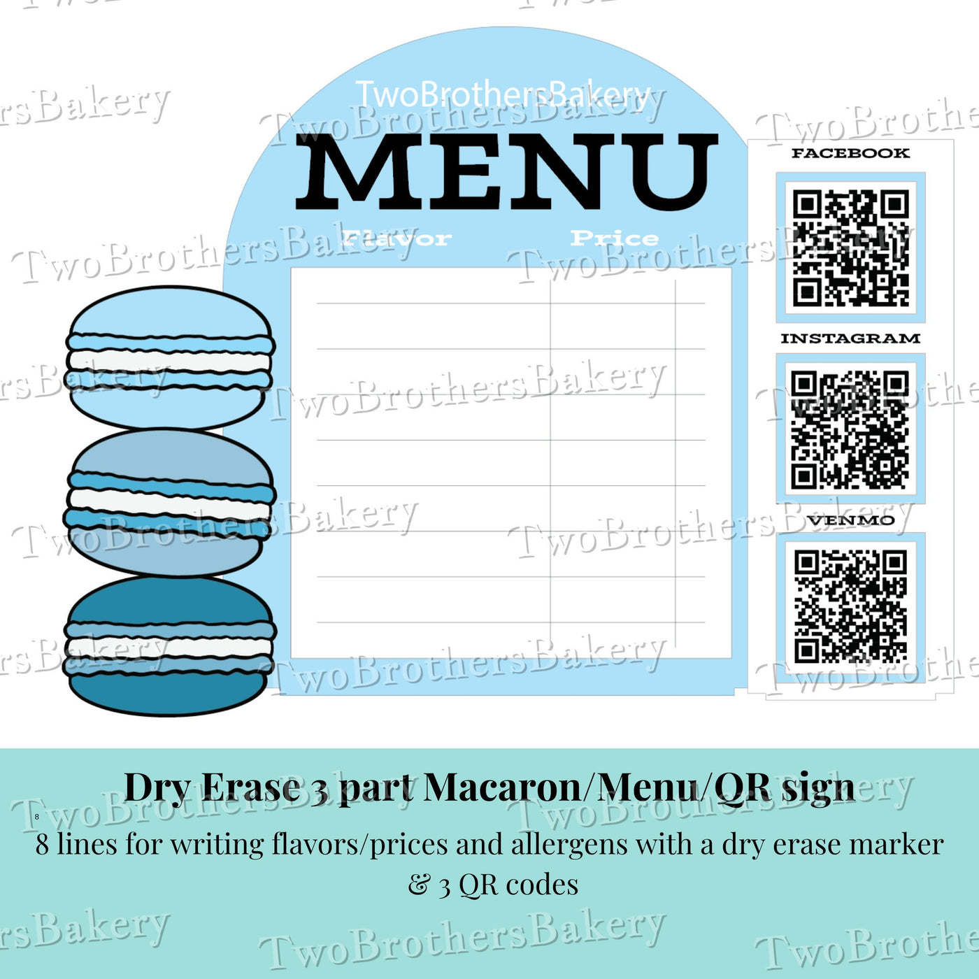 Macarons/Dry Erase Menu/QR codes Sign