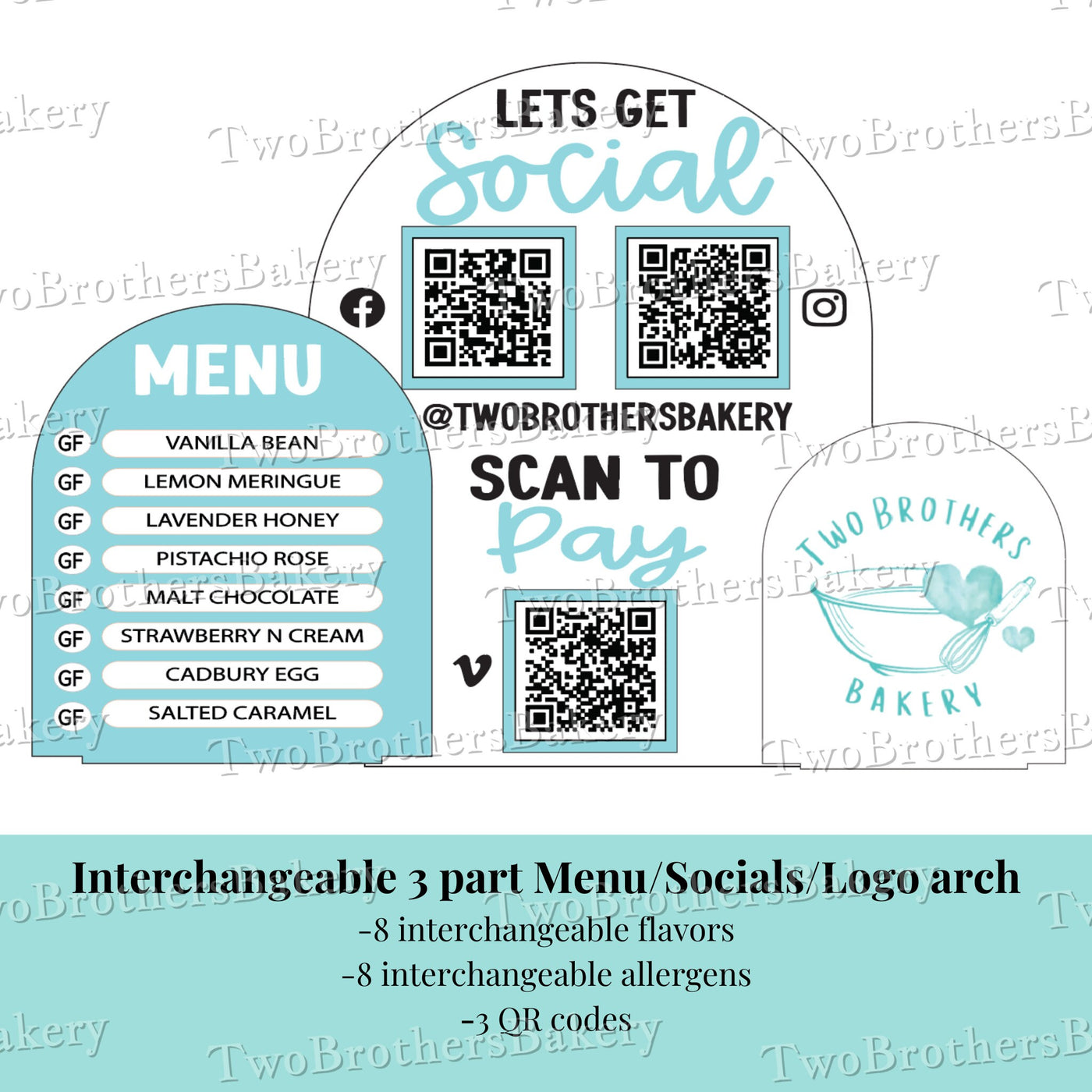 Interchangeable Menu/Socials/Logo Arch Signage