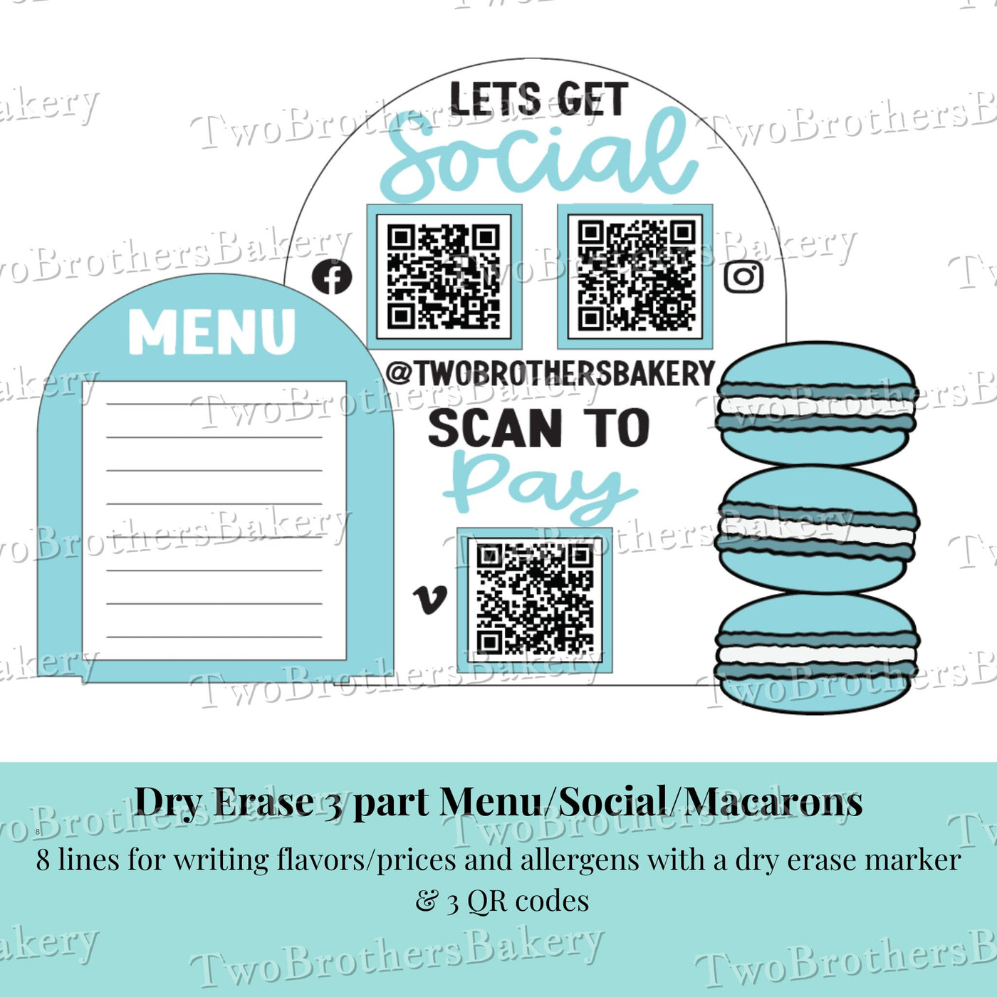 Dry Erase Menu/Socials/Macaron Sign