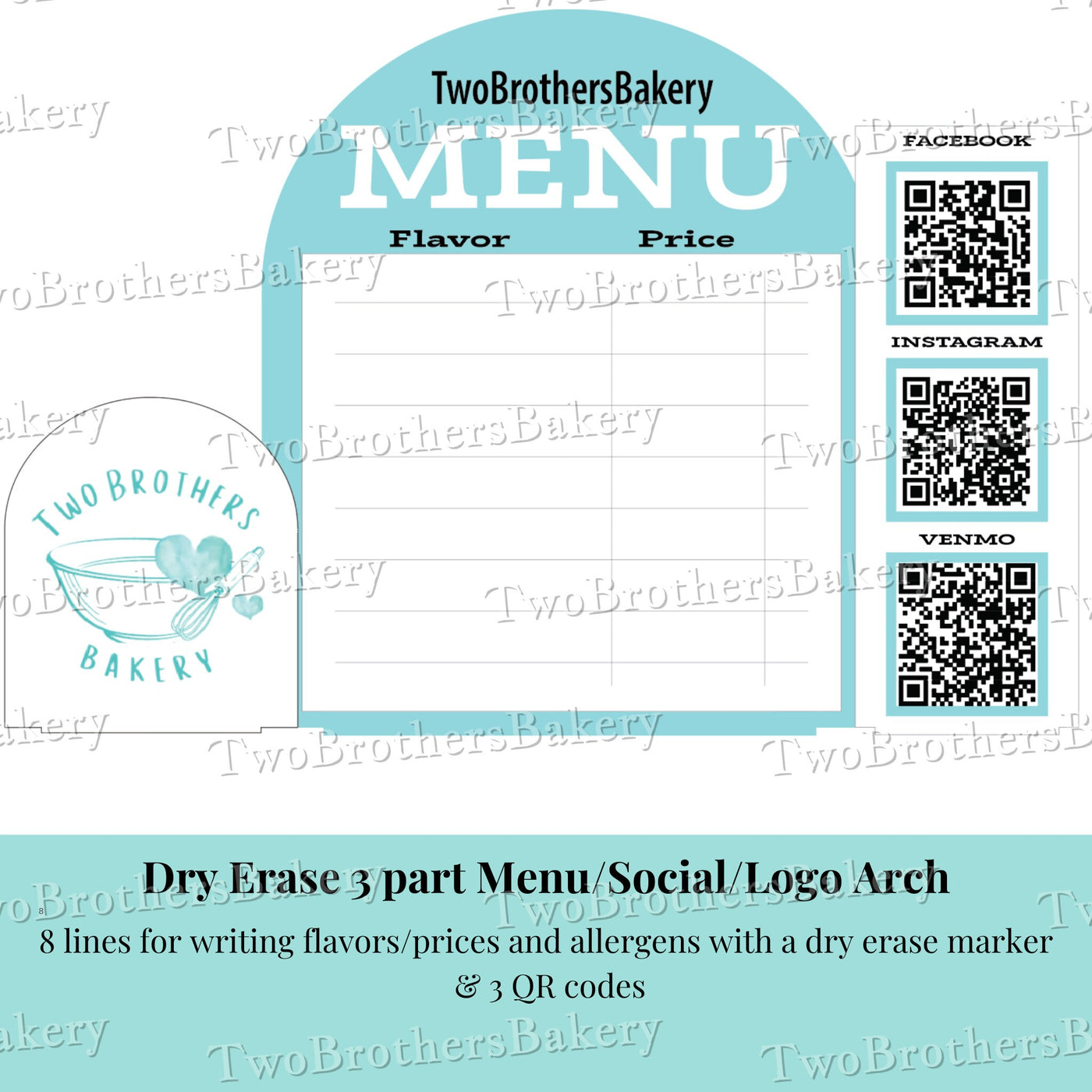 Logo Arch/Dry Erase Menu/Socials Sign