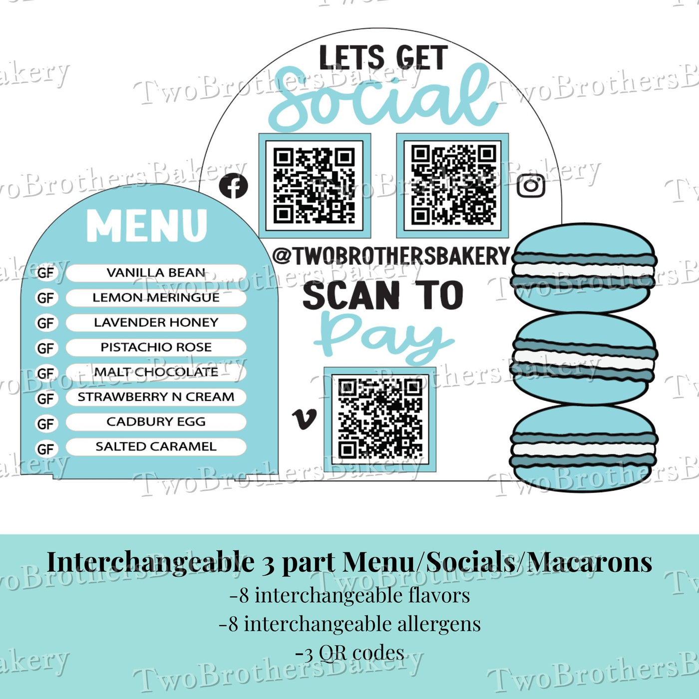 Interchangeable Menu/Socials/Macarons Sign