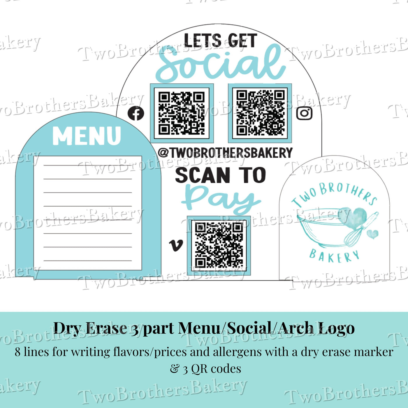 Dry Erase Menu/Socials/Logo Arch Sign