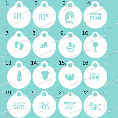 Baby Shower Themed Stencils, Baby Sprinkle, Baby Announcement Stencils