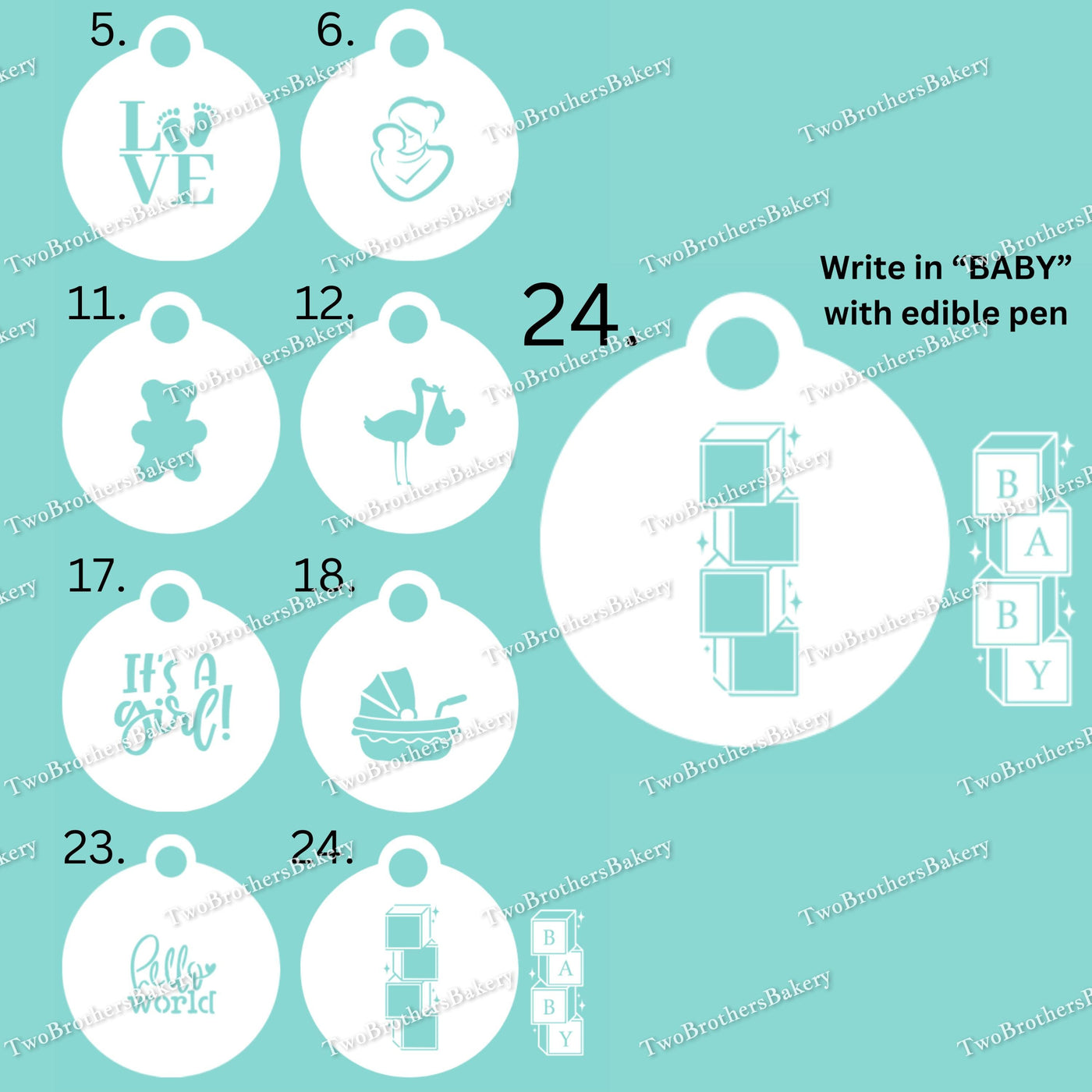 Baby Shower Themed Stencils, Baby Sprinkle, Baby Announcement Stencils