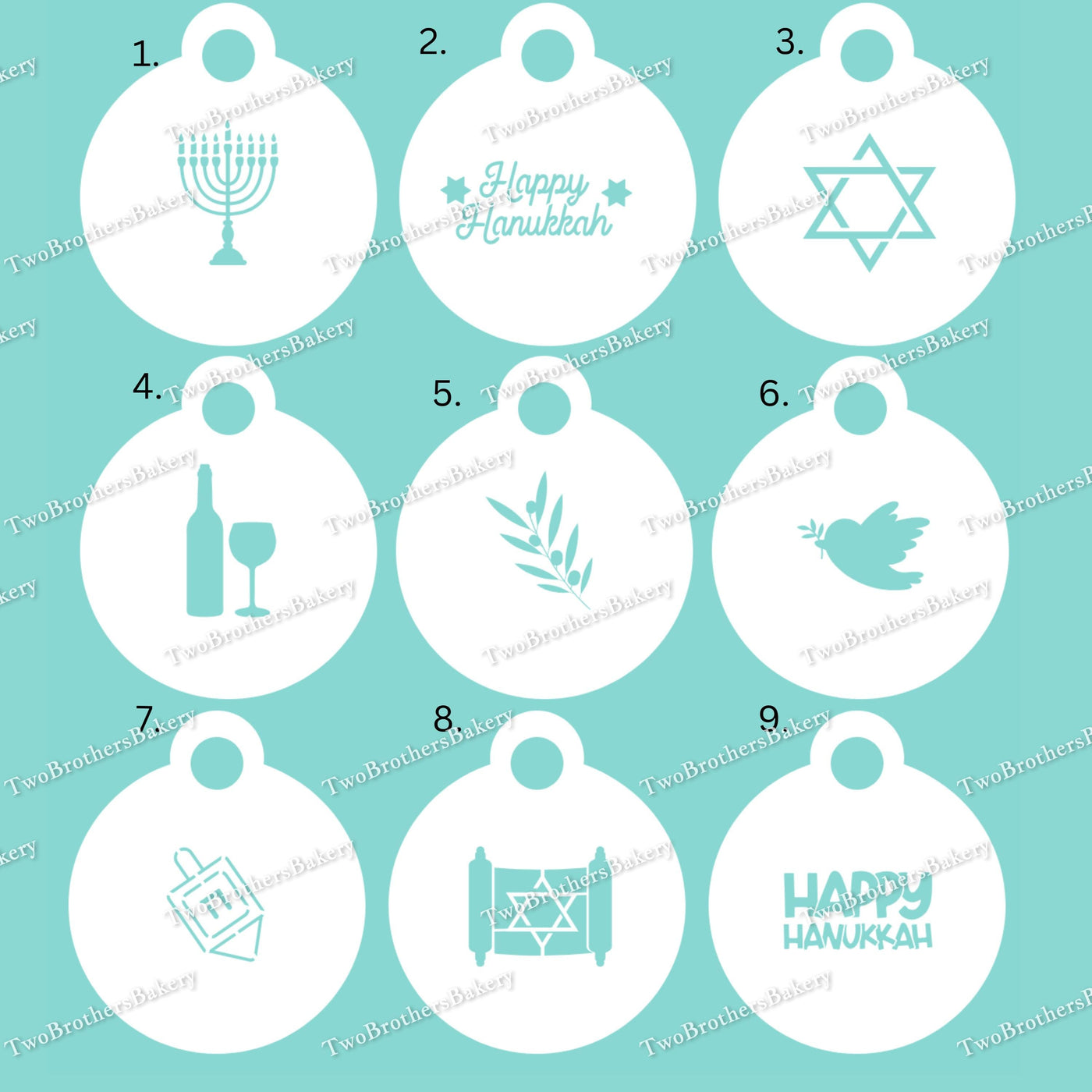 Hanukkah Stencils | menorah | dreidel | star of david | torah | olives | Hanukkah Cookie Stencils | Hanukkah Macarons | Hanukkah Cookies