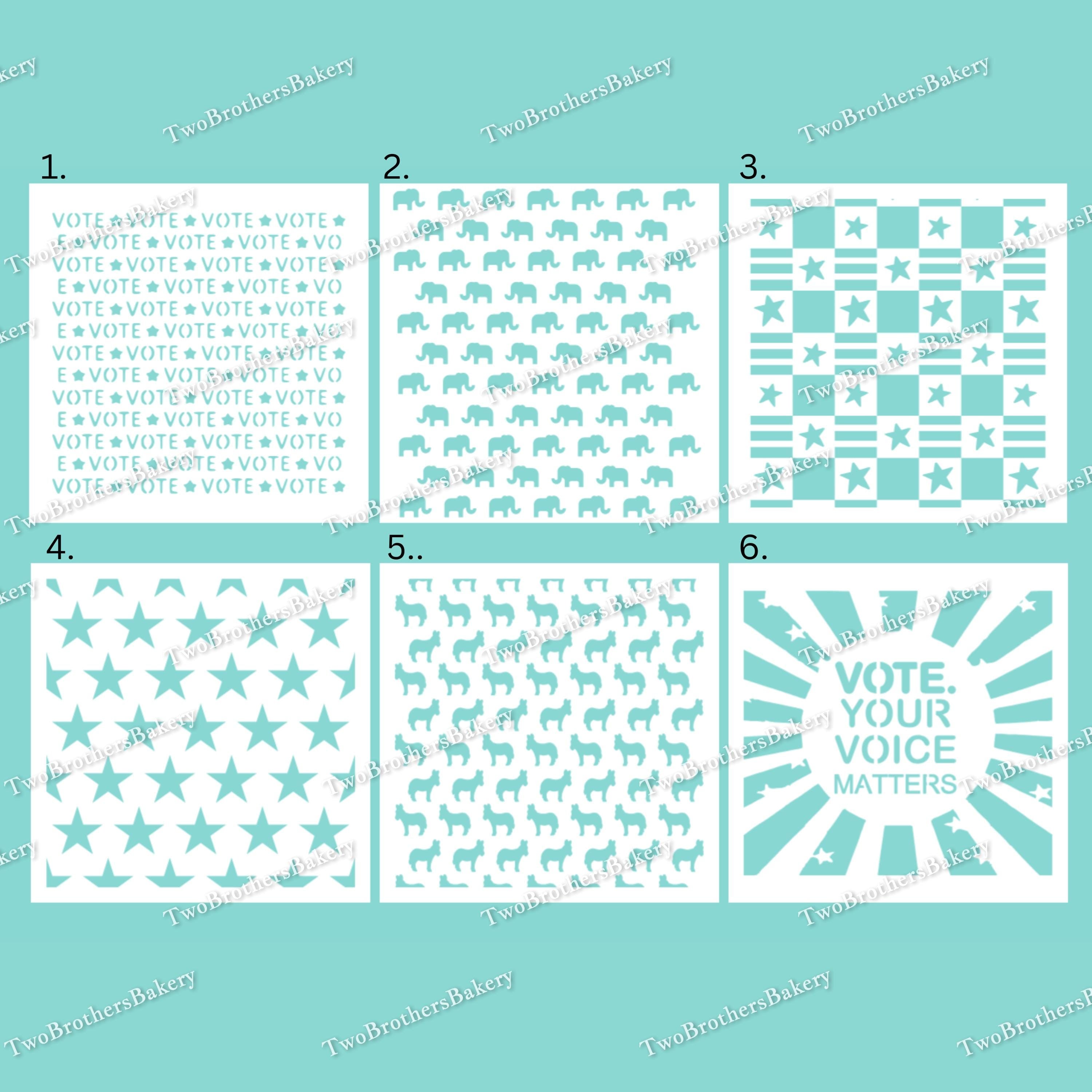 Voting & Election Pattern Themed Stencils, Layered Background Stencils ...