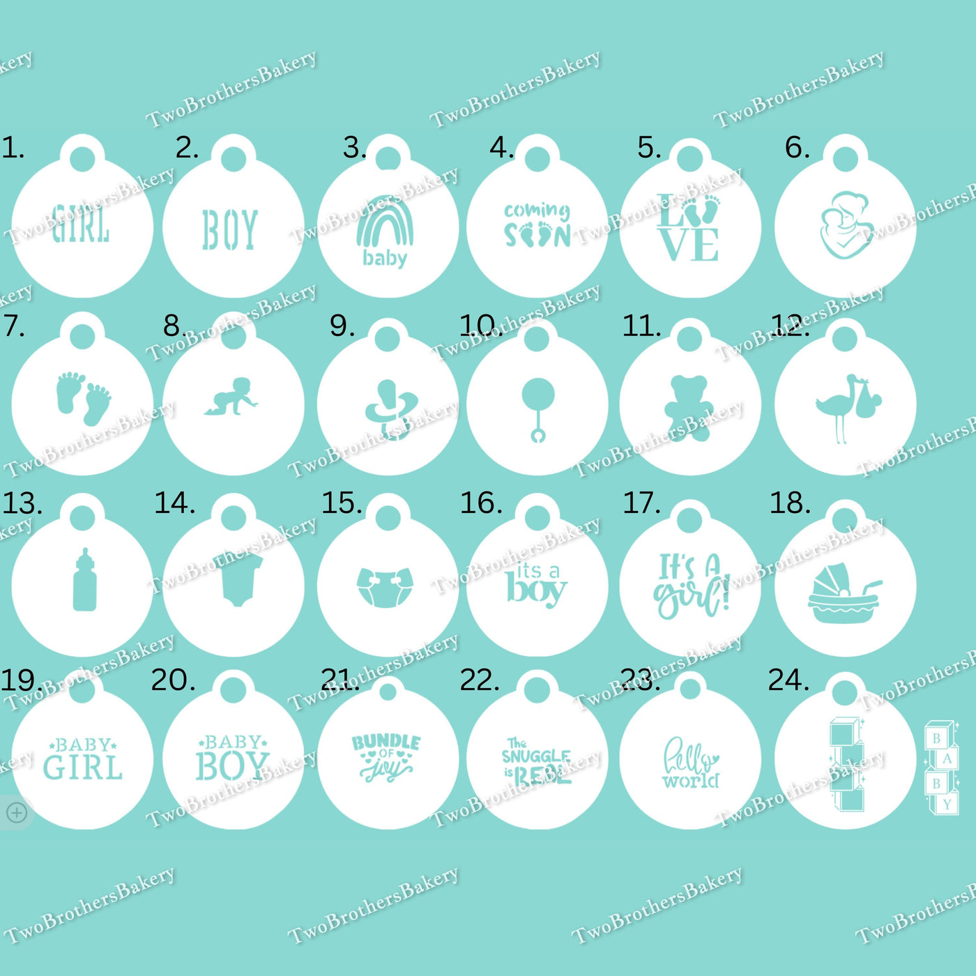 Baby Shower Themed Stencils, Baby Sprinkle, Baby Announcement Stencils