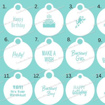 Birthday Themed Stencils, Happy Birthday, Celebration Stencils