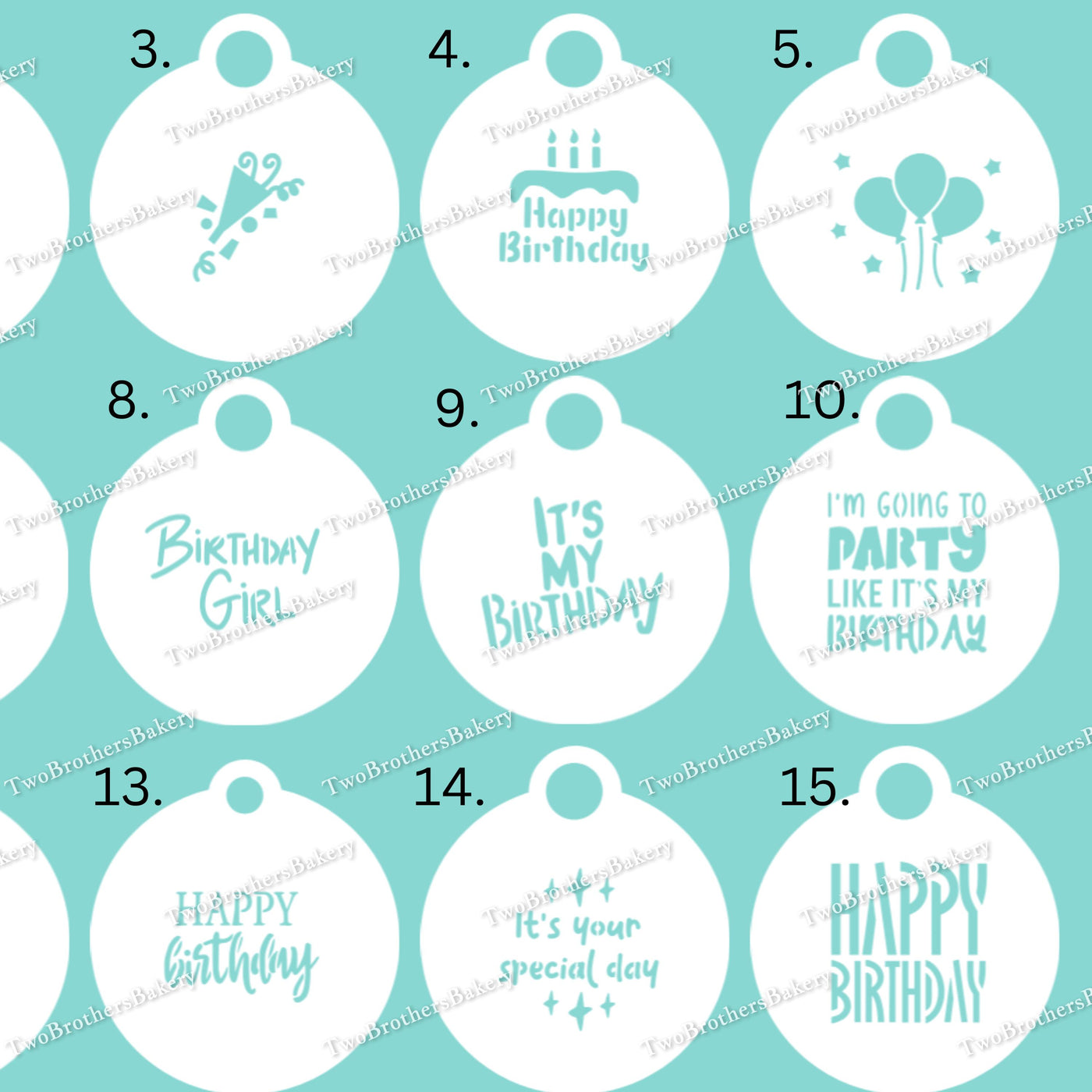 Birthday Themed Stencils, Happy Birthday, Celebration Stencils