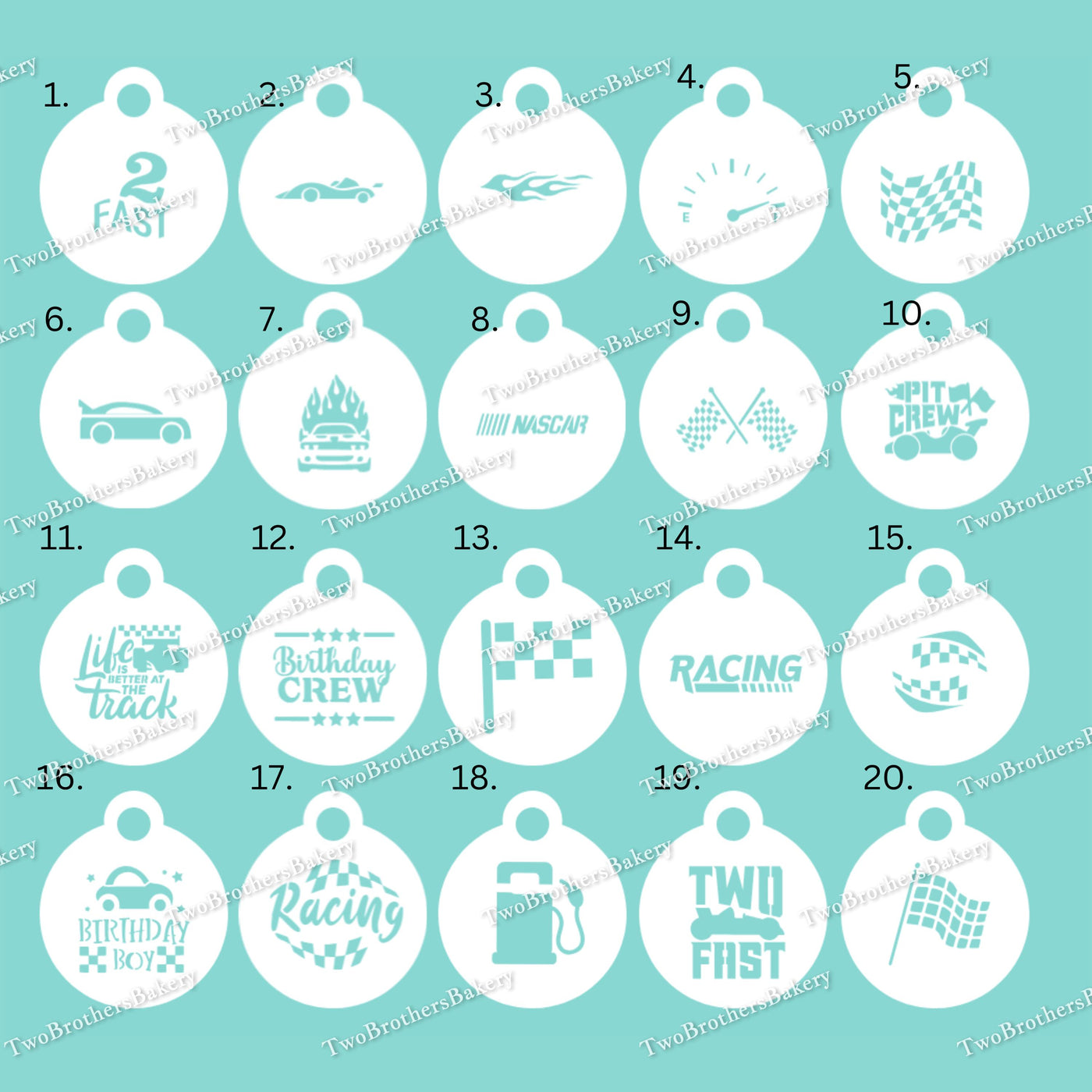 Car Racing Themed Stencils, Two Fast Birthday Stencils