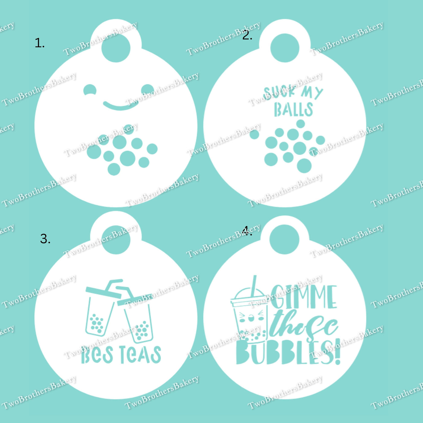 Boba Tea Themed Stencils, Kawaii Stencils