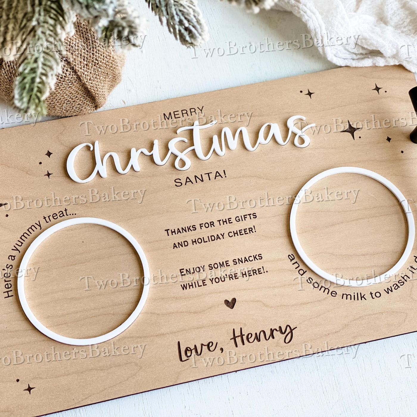 Milk and Cookie Tray, Santa Tray, Christmas Eve Tray, Christmas Cookies, Tray for Santa, Christmas Eve Gift, Santa Cookies, Christmas Tray